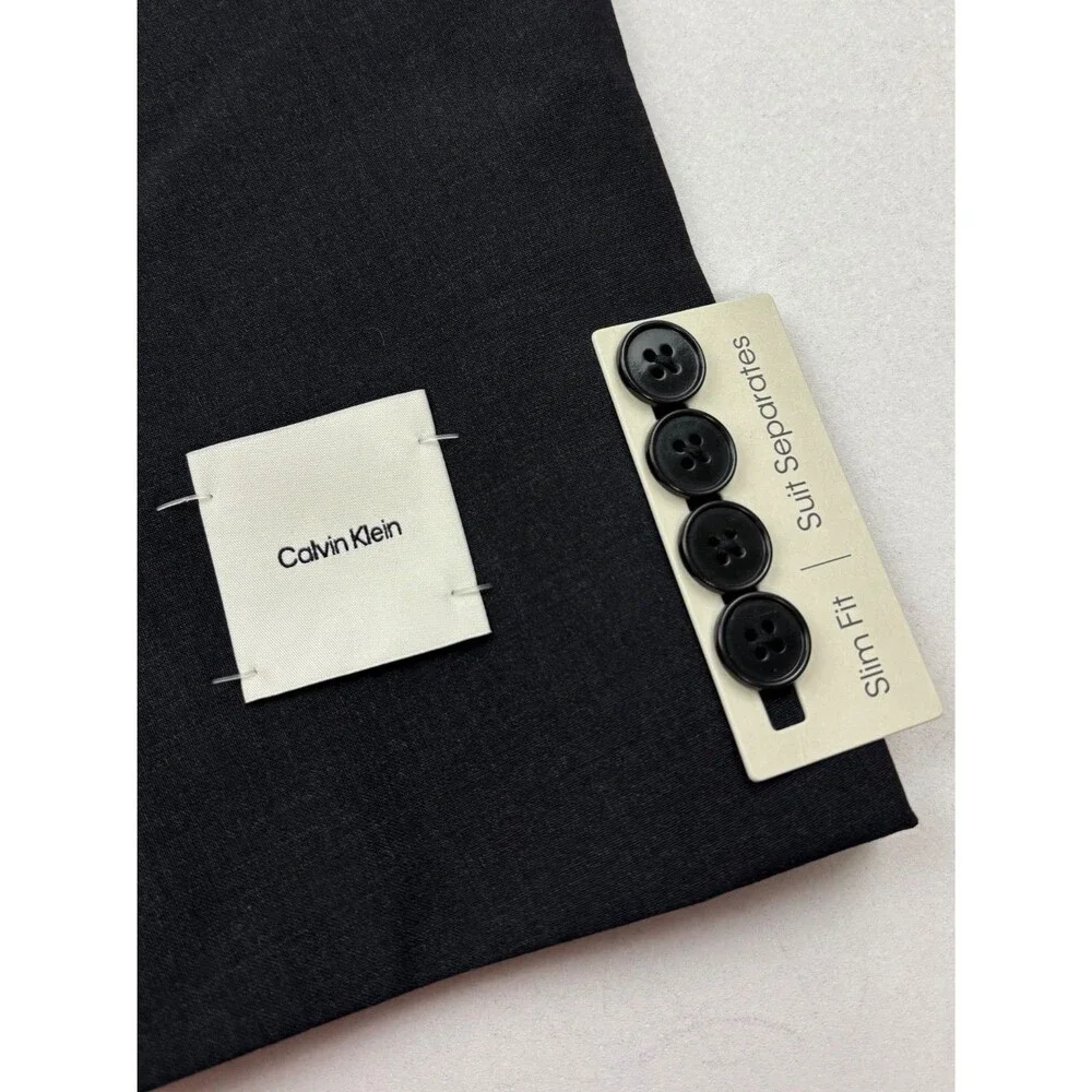 $815 NEW CALVIN KLEIN MENS 40L CHARCOAL WOOL 3 PIECE SUIT W/VEST M & PANTS 32X34